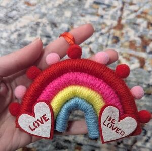 Colorful Rainbow Yarn Ornament For Valentine's Day 3.15 Inches